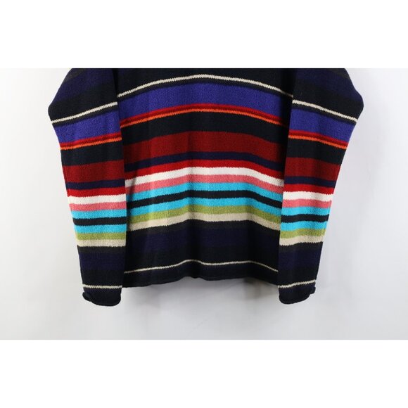 Vintage 90s Express Womens Medium Rainbow Striped Marled Knit Collared Sweater - Picture 3 of 11